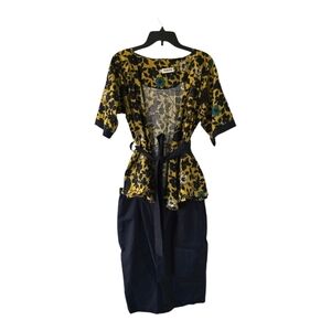 African Print Women's Floral Print 2PIECE Set Skirt&Open Top W Belt art to wear
